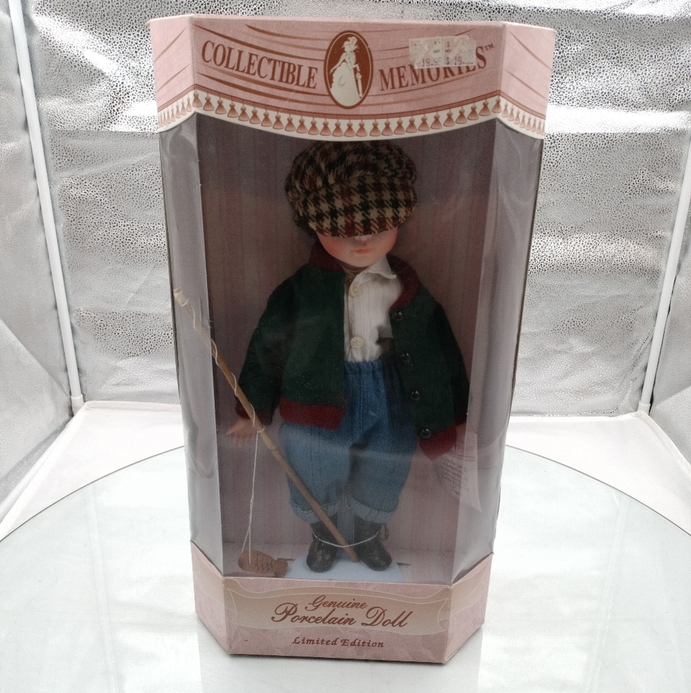 Collectible Memories 16" Genuine Porcelain Boy ''Fisherman Travis'' Doll (NIB)